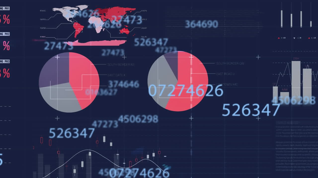 Animazione dell'elaborazione dati su sfondo blu