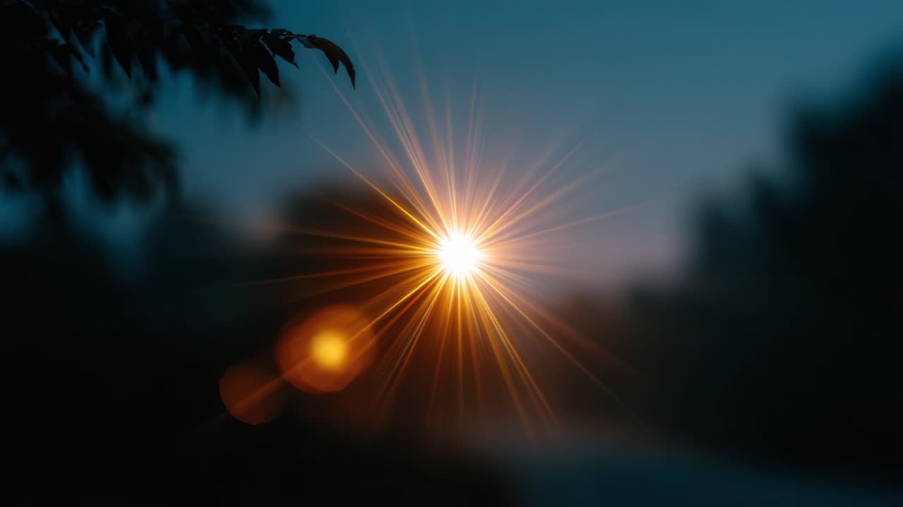 A mesmerizing golden sunbeam piercing through misty twilight, illuminating the dark surroundings while creating a glow that captivates the viewer's attention