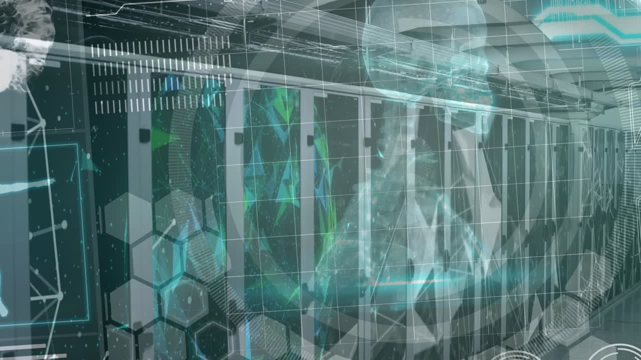 Animation of data processing over server room