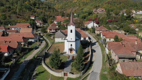 Moving-aerial-view-temple
in-Hungary-Perkupa