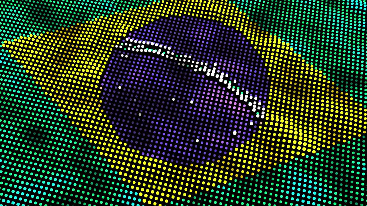 60fps oscuro brasil tachnology moderno concepto de bandera, uhd 4k 3d animación de bucle sin costuras