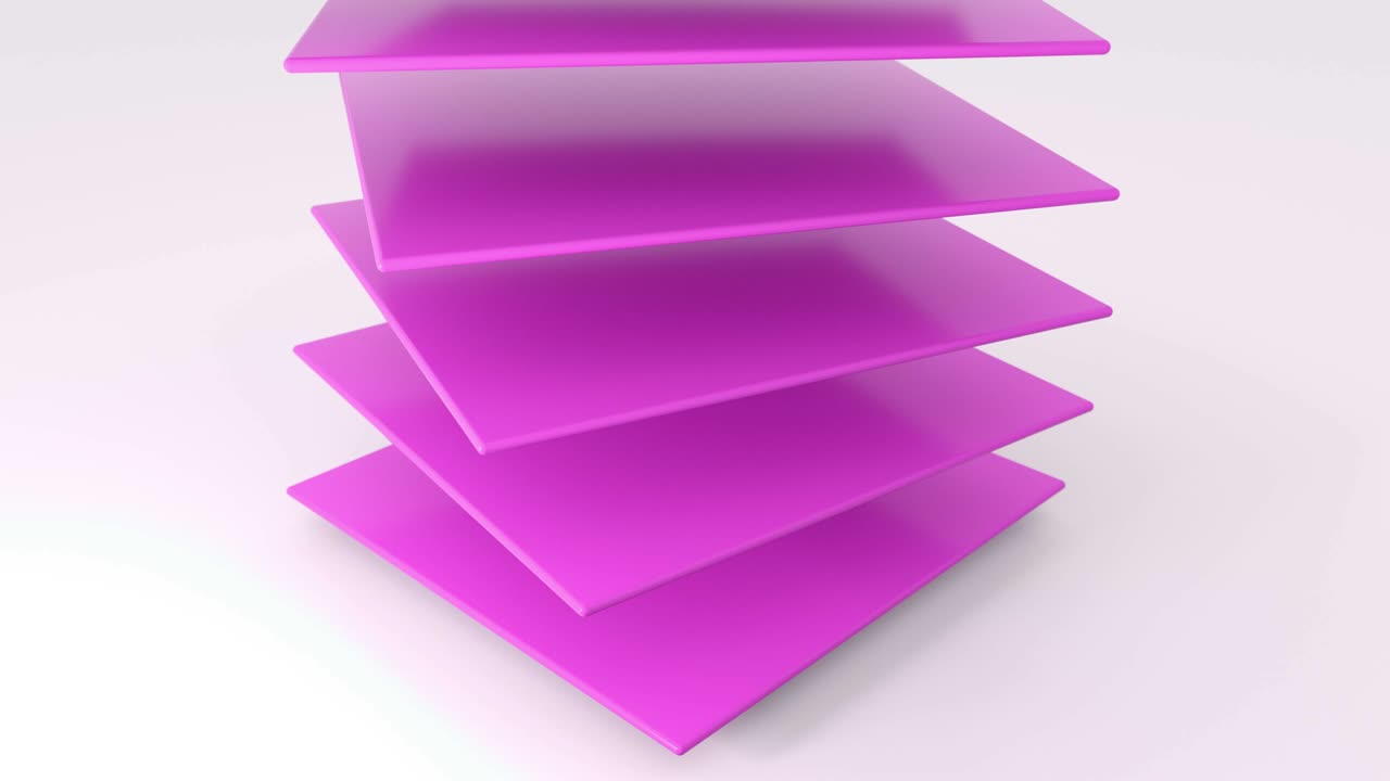 conjunto de diferentes planos de color despojando y girando formas geométricas objeto. 4k imágenes de animación de bucle sin costuras.