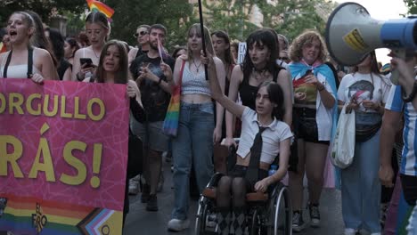 GRANADA, SPAIN - JUNE 28, 2022: Many people at the pride manifestation, LGBT+ community