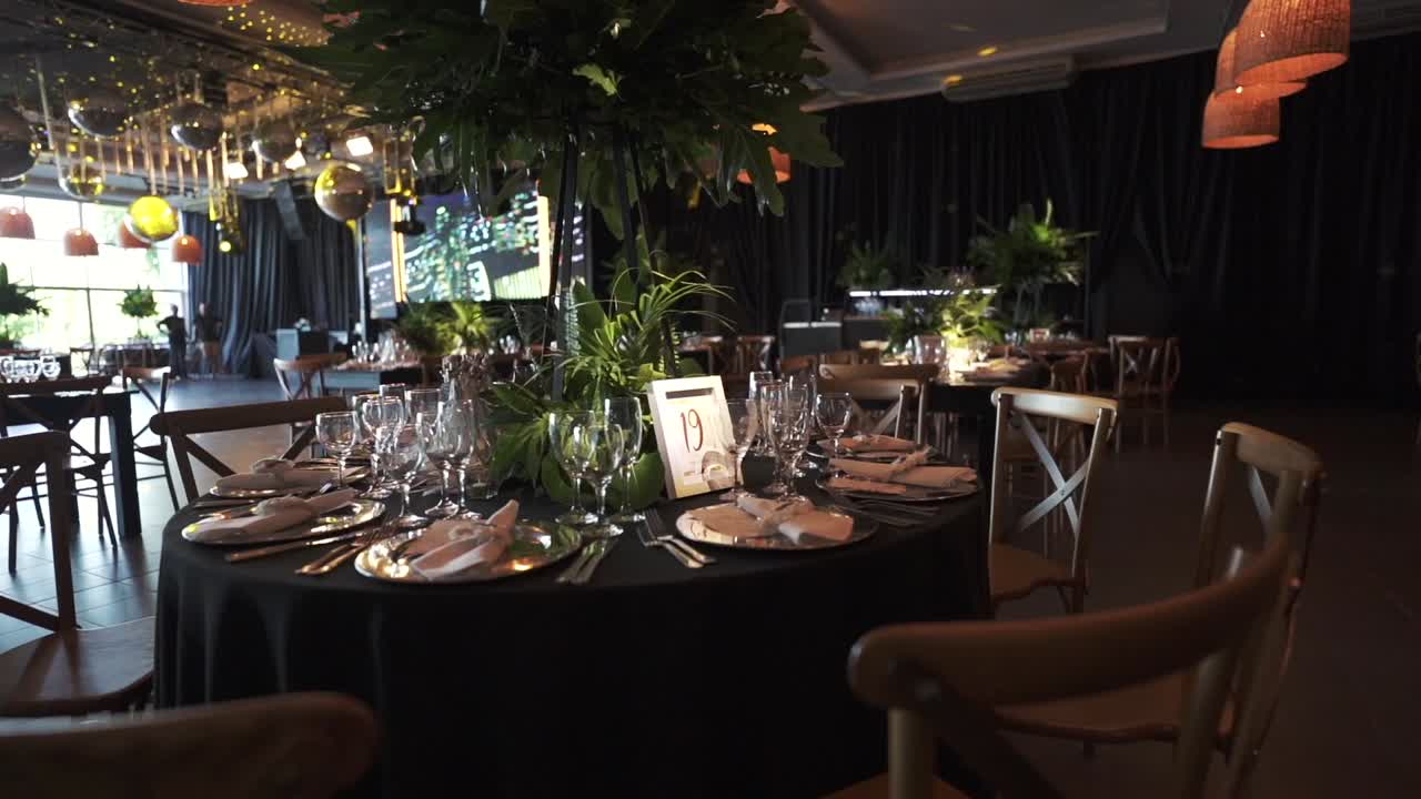 Close up shot of wedding decorations and table manners