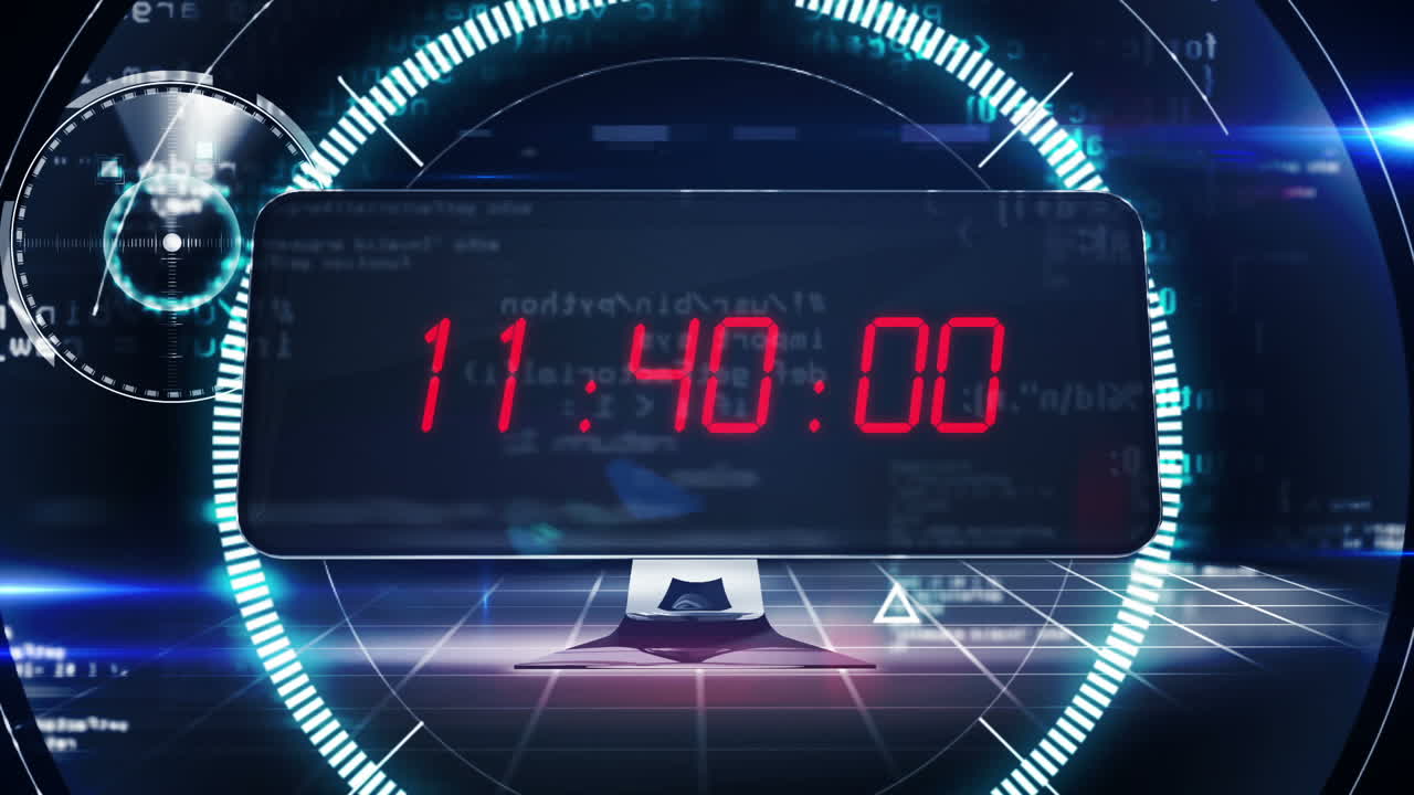 Countdown to 0 on computer screen in tech style