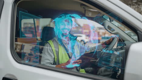 delivery driver using advanced logistics technology