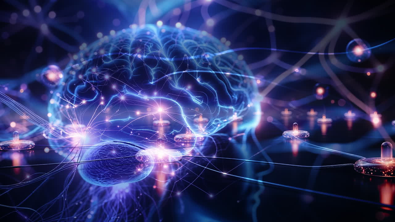 Abstract Digital Brain and Neural Network Concept