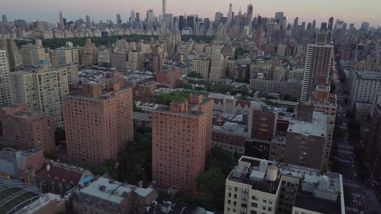 Aerial drone footage of Manhattan, New York City