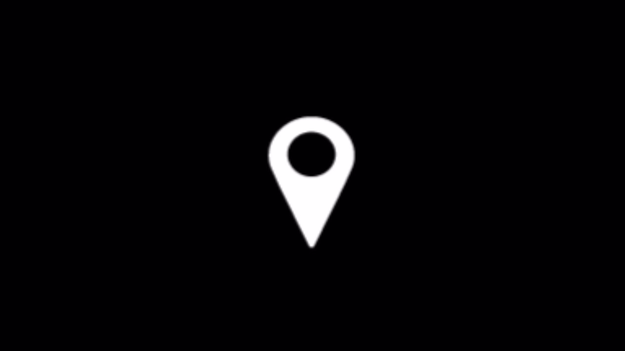 White Location Pin Icon on Black Background
