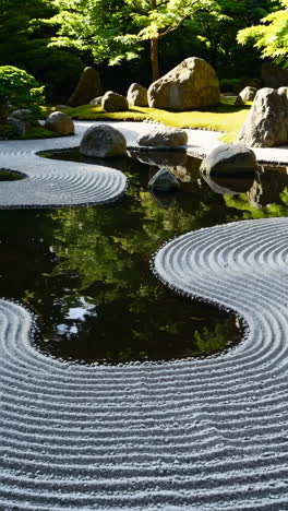 serene zen garden with water feature