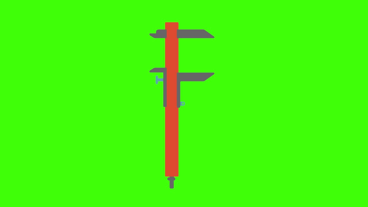 Icon of calipers on a green screen in 4K