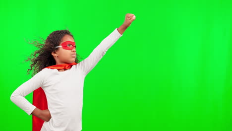 Green-screen,-superhero-and-child-doing-flying