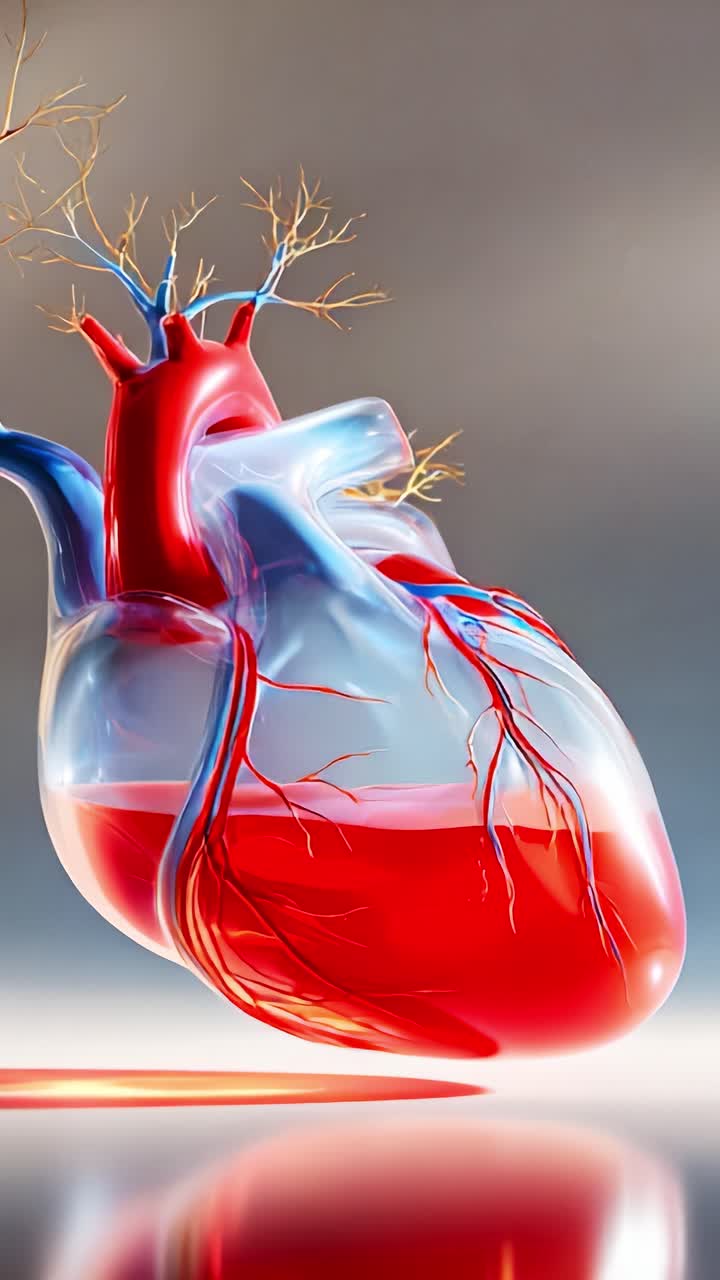 A Vibrant 3D Heart Model Showcasing Intricate Structure and Lifelike Colors in a Captivating Display of Circulatory System Functionality and Anatomy