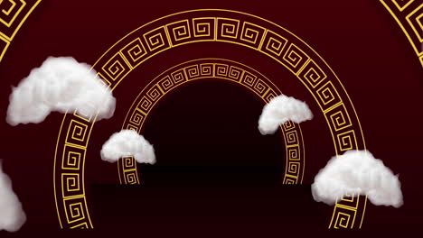 animación del patrón del año nuevo chino en fondo rojo