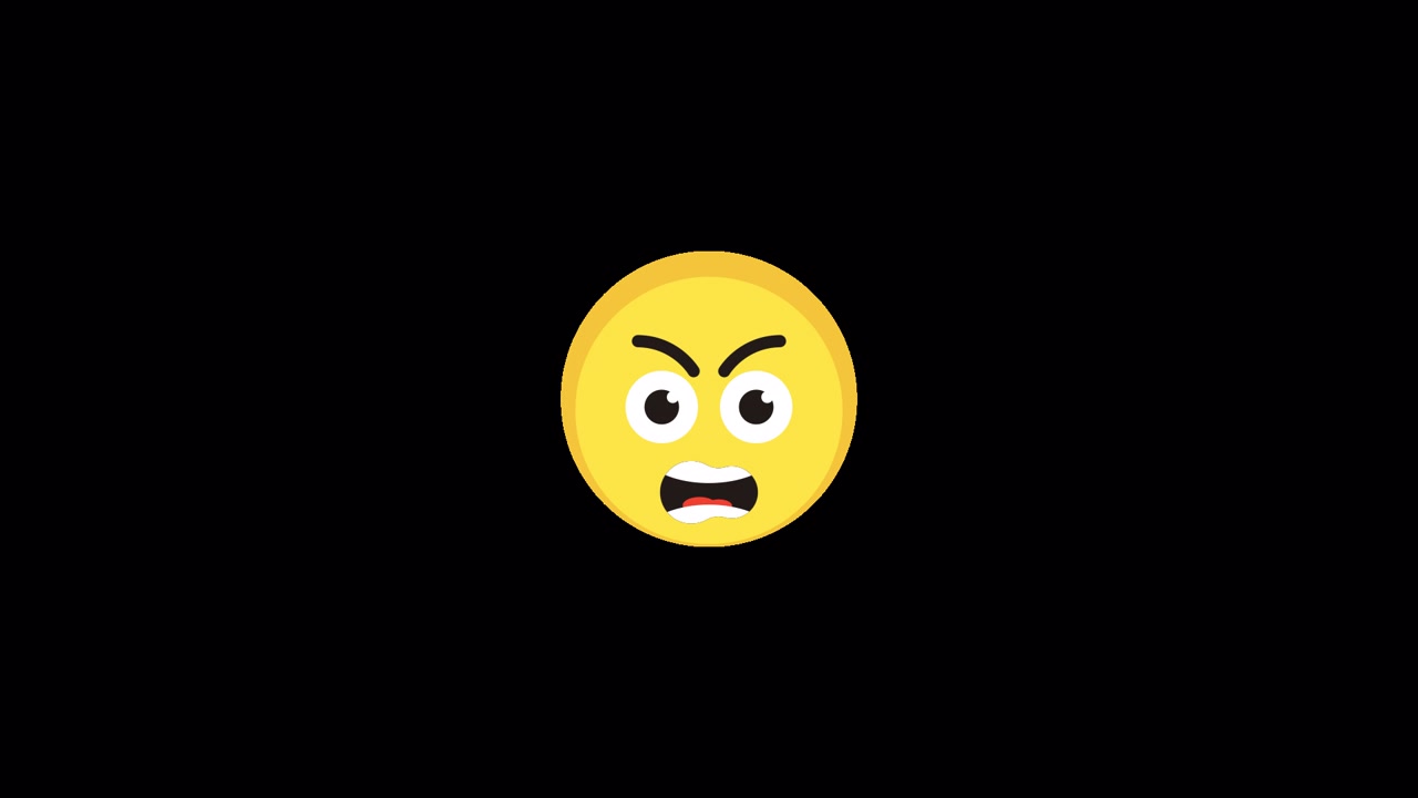 Animated Yellow Emoji Face Expressing Anger and Shouting