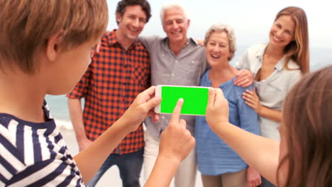 children taking picture of their family