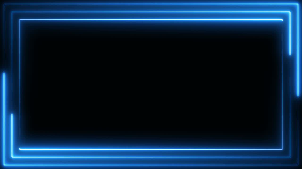 marco de neón línea de luz azul corriendo bucle cuadrado superposición negra, colóquelo sobre su metraje en el modo de agregar o pantalla o usarlo como fondo.
