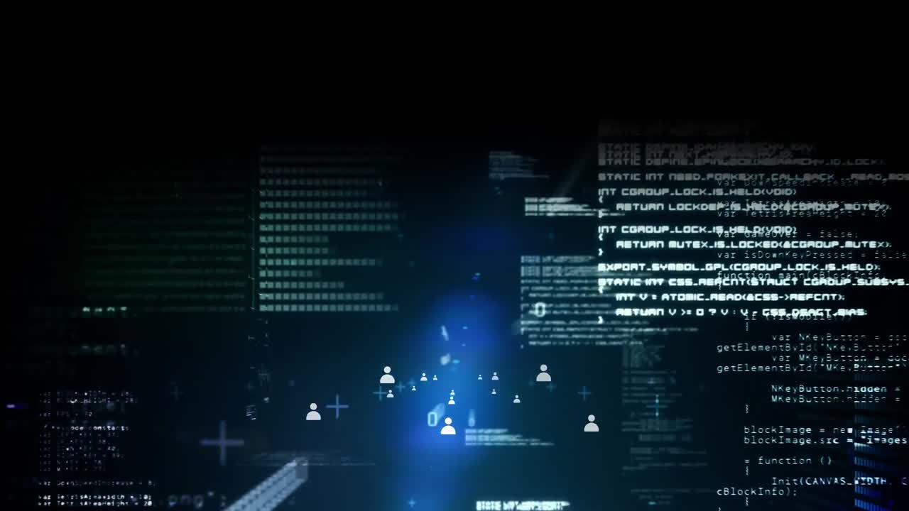 Network of connections and networks on black background