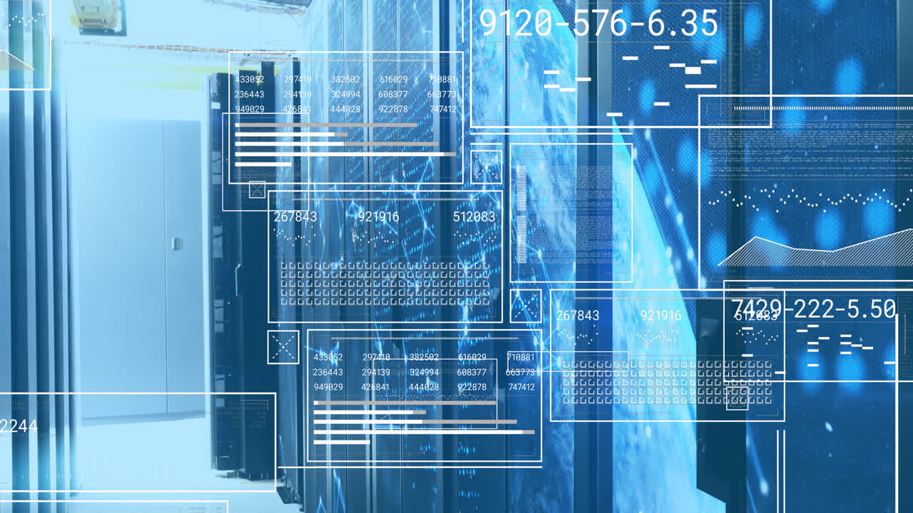 Animation of data processing over server room
