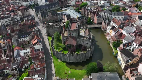 Gravensteen-Castle,-East-Flanders,-Ghent,-Flemish-Region,-Belgium,-June-2022