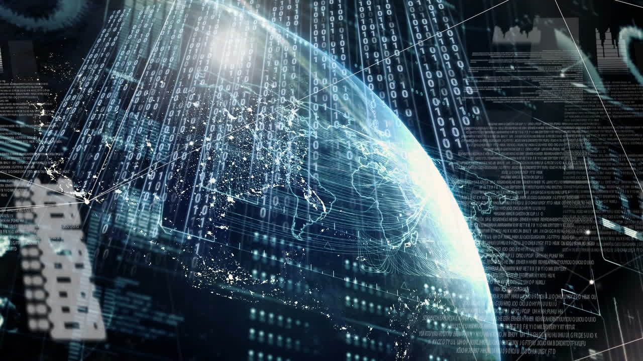 Digital animation of futuristic interface screen 4k