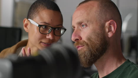 a man and a woman on a film set