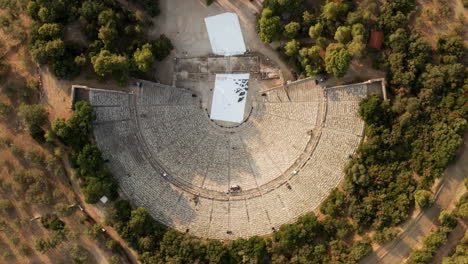 top view of the ancient theatre of the asklepieion at epidaurus in tripolis, greece