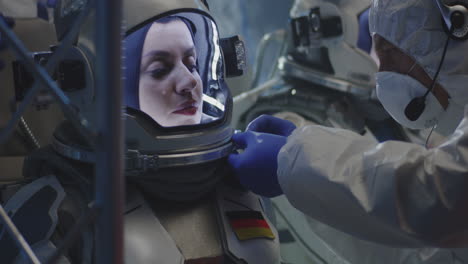 astronauts preparing for space mission