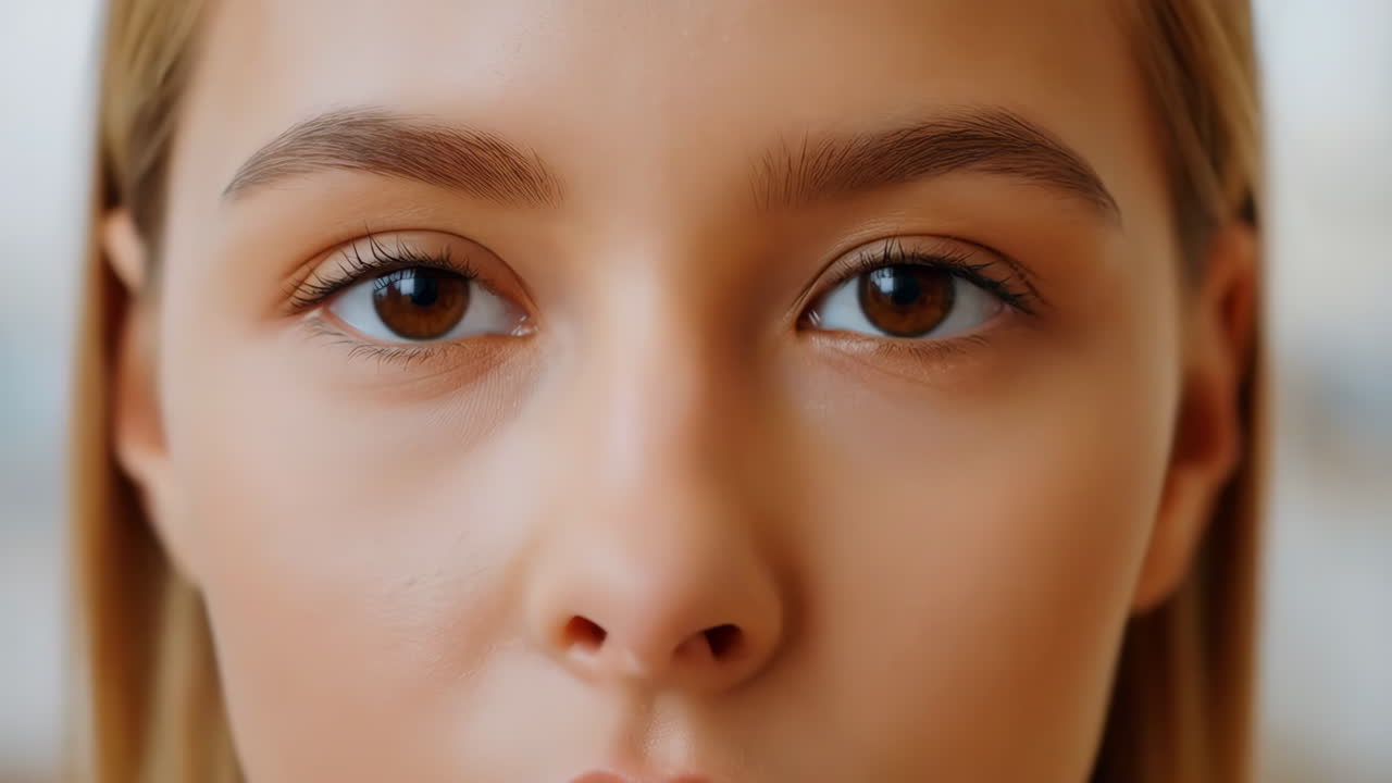 Close-up of a young woman's face and eyes
