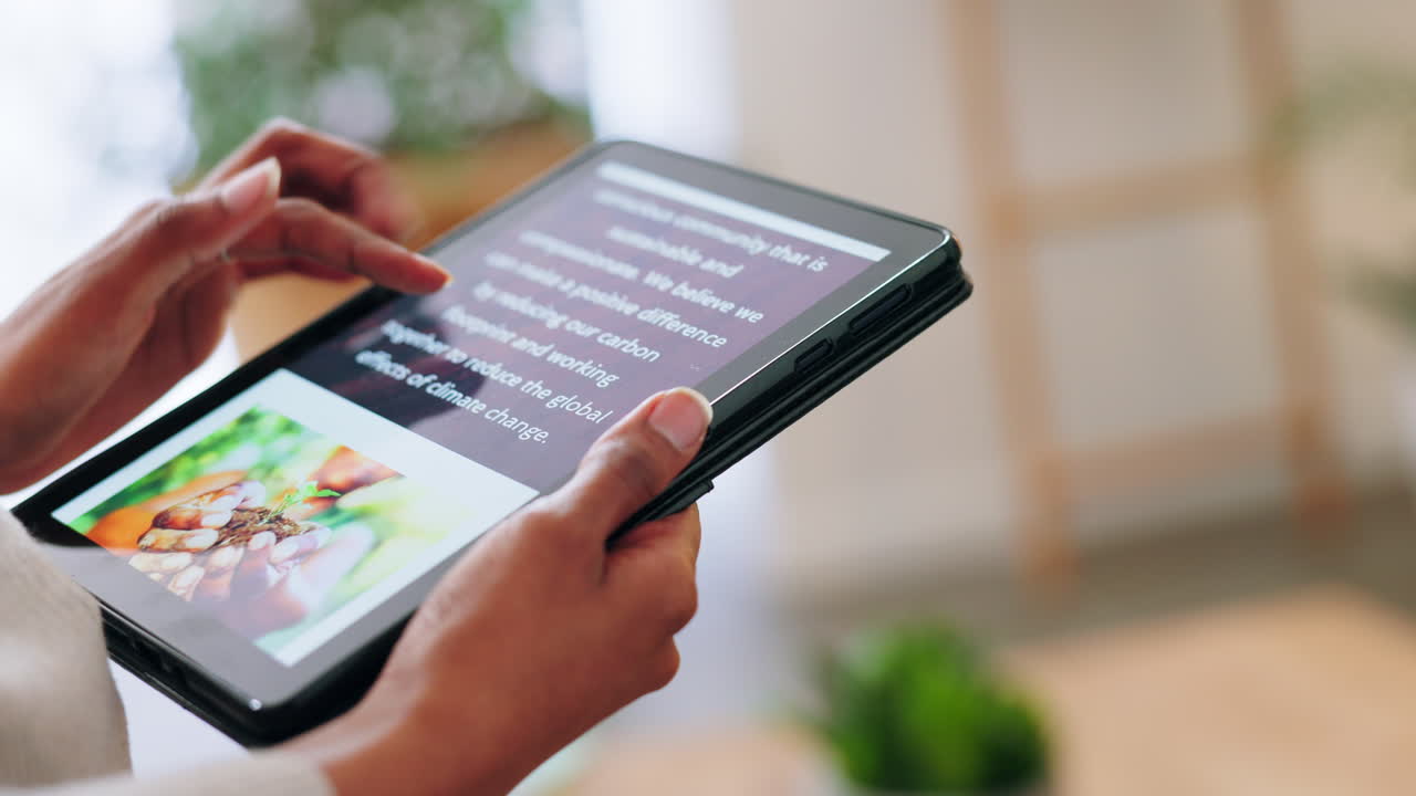 sitio web sostenible, búsqueda en tabletas