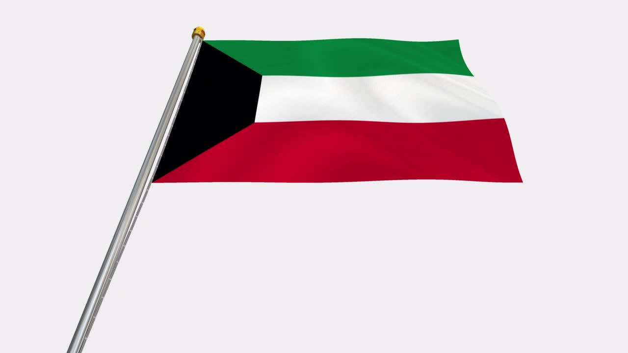 video de bucle de la bandera de kuwait revoloteando en el viento, video en cámara lenta de 4k, con canal alfa