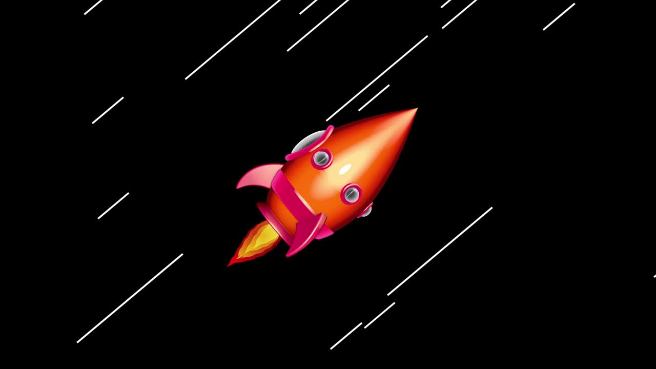 Cartoon Space Rocket Moving in The Space