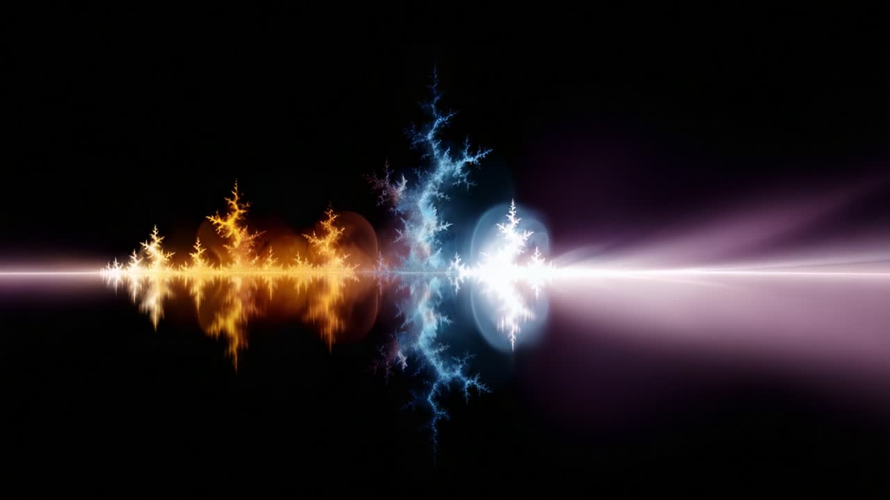 Abstract Light Patterns Emanating in Symmetry: A Visual Journey Through Vibrant Colors and Ethereal Shapes Captured in a Stunning Digital Art Composition