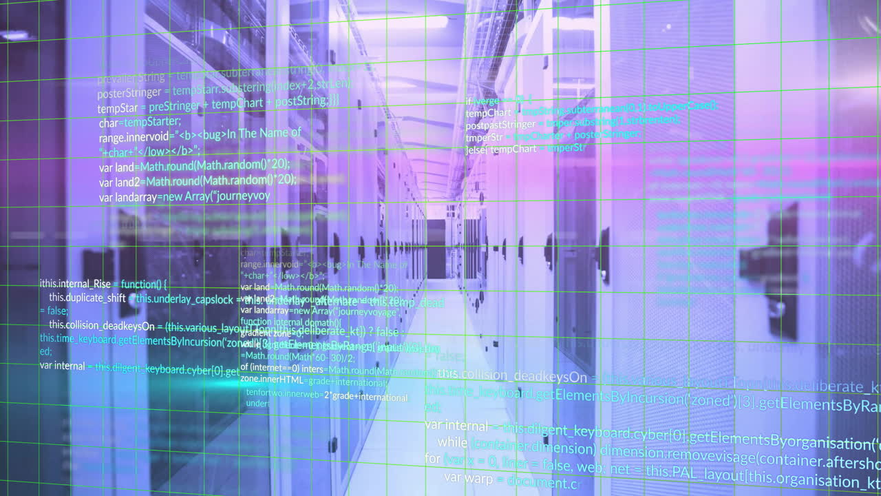 animación del procesamiento de datos a través de servidores informáticos