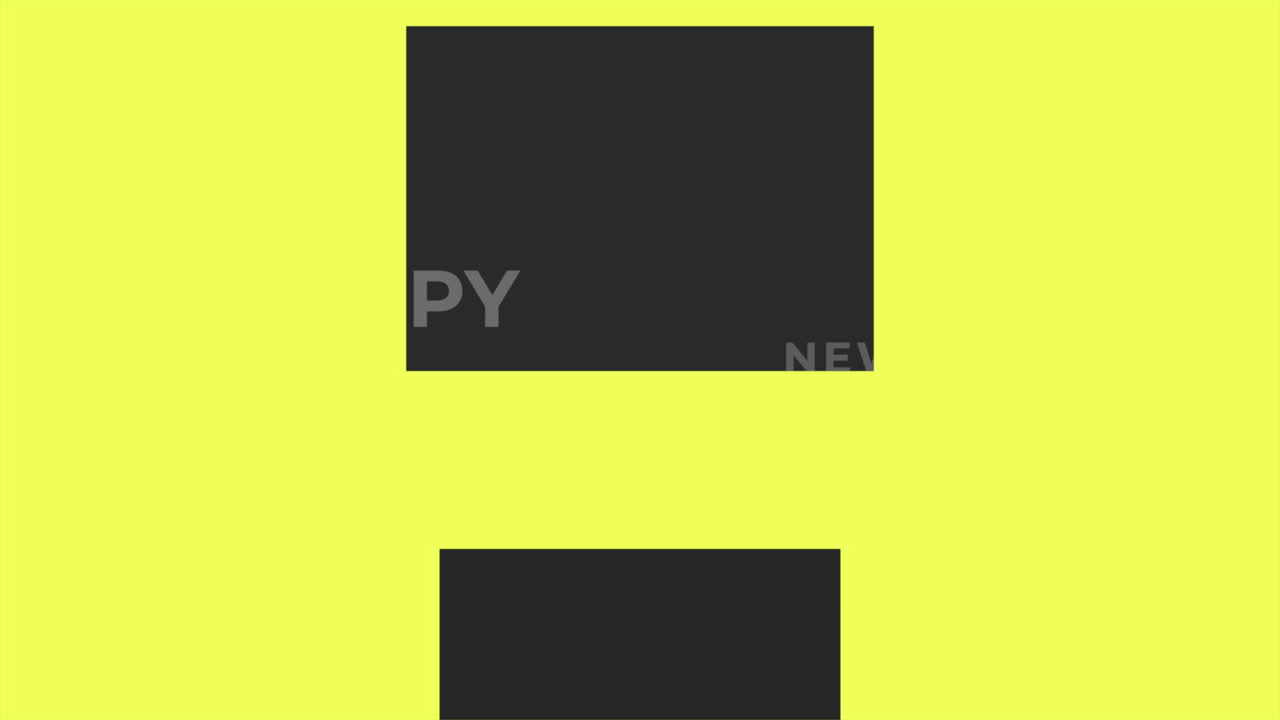 Modern Happy New Year text with black lines on yellow gradient