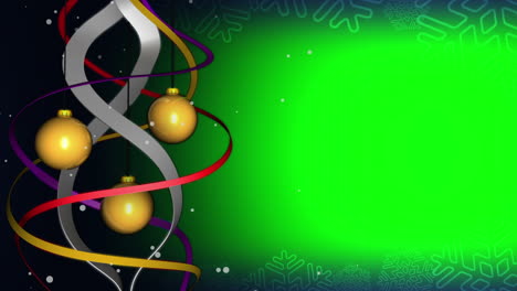 montaje de decoraciones de árboles de navidad con pantalla verde