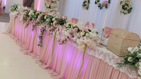 close up table decoration in restaurant for wedding day