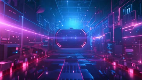 futuristic vr headset in a neon digital metaverse