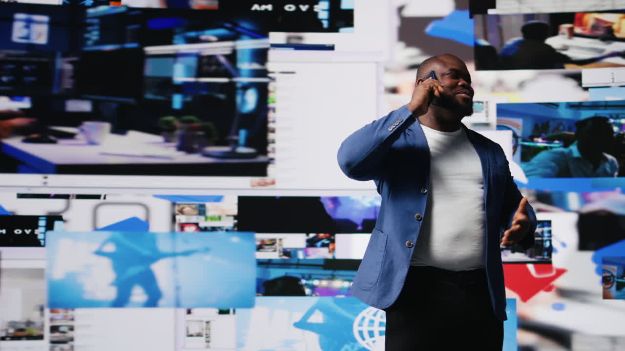 Tech savvy individual discuss about digital content on phone call