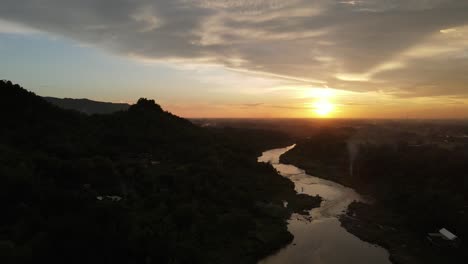 aerial view, beautiful sunset silhouette