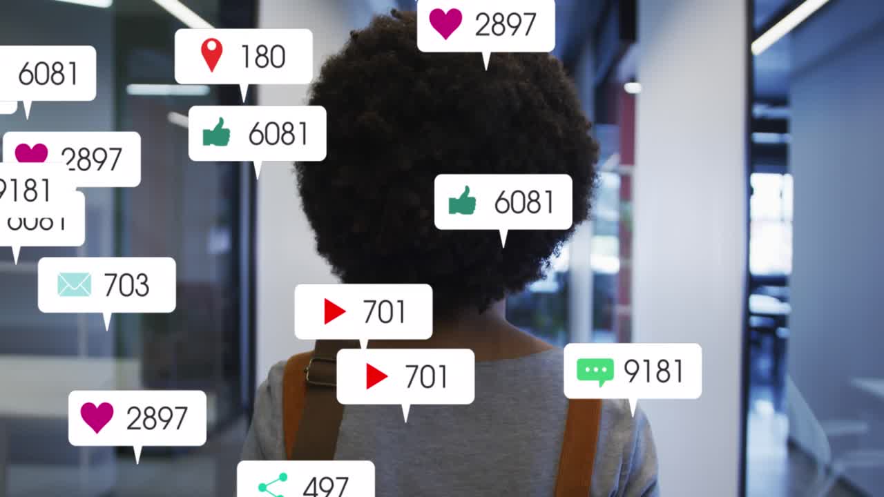 Animation of increasing numbers over smiling emojis
