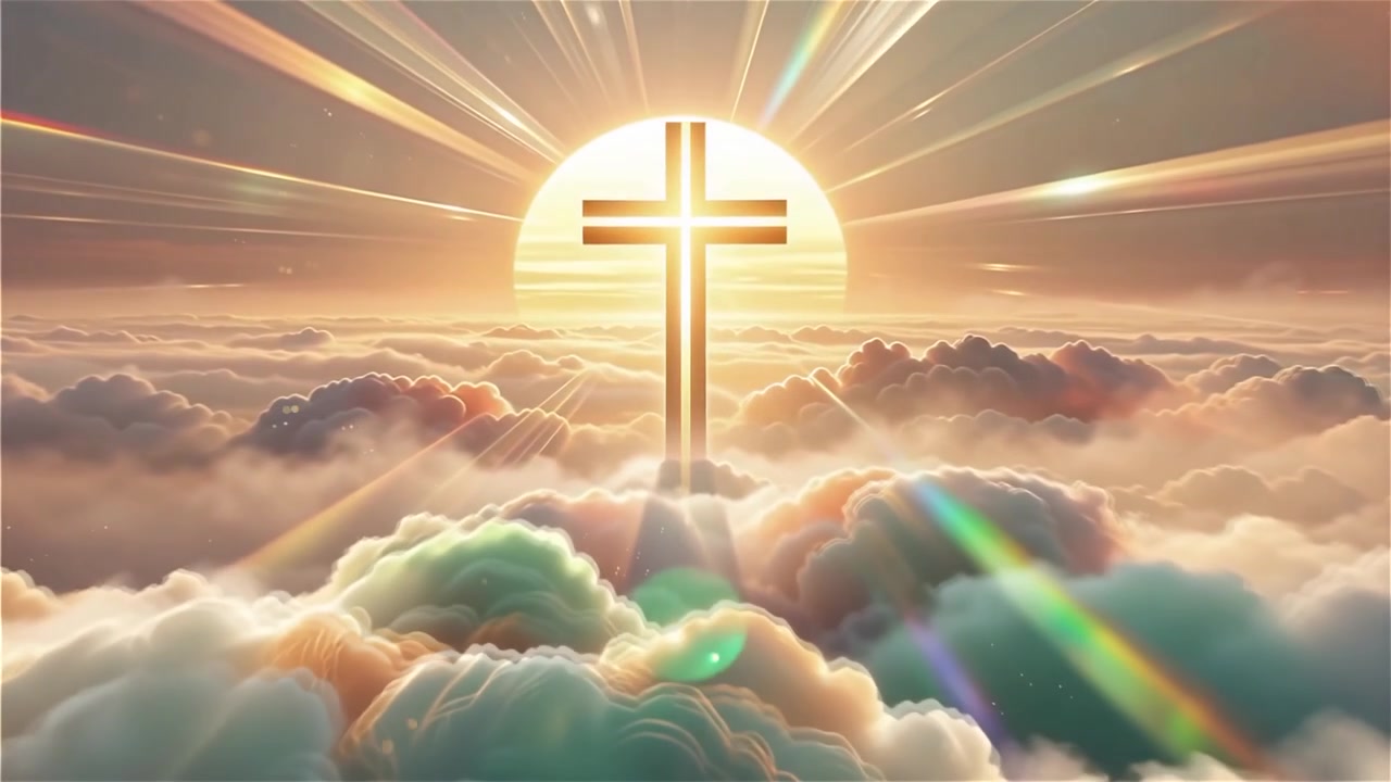 Christian Cross Heavenly Light Worship Background