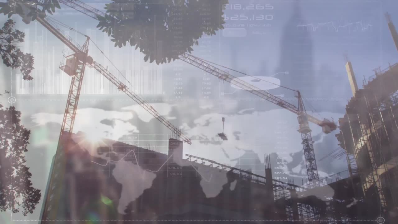 건설 현장에서 금융 데이터 처리의 애니메이션