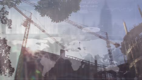 animación del procesamiento de datos financieros en el sitio de construcción