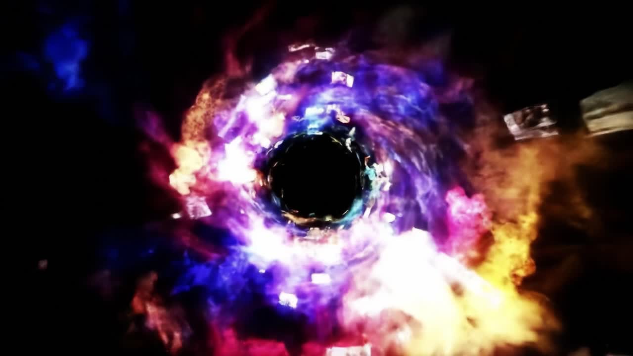 A Vivid Cosmic Journey Through a Swirling Vortex of Colors and Light, Capturing the Essence of Space-time and Infinite Possibilities in Ethereal Form