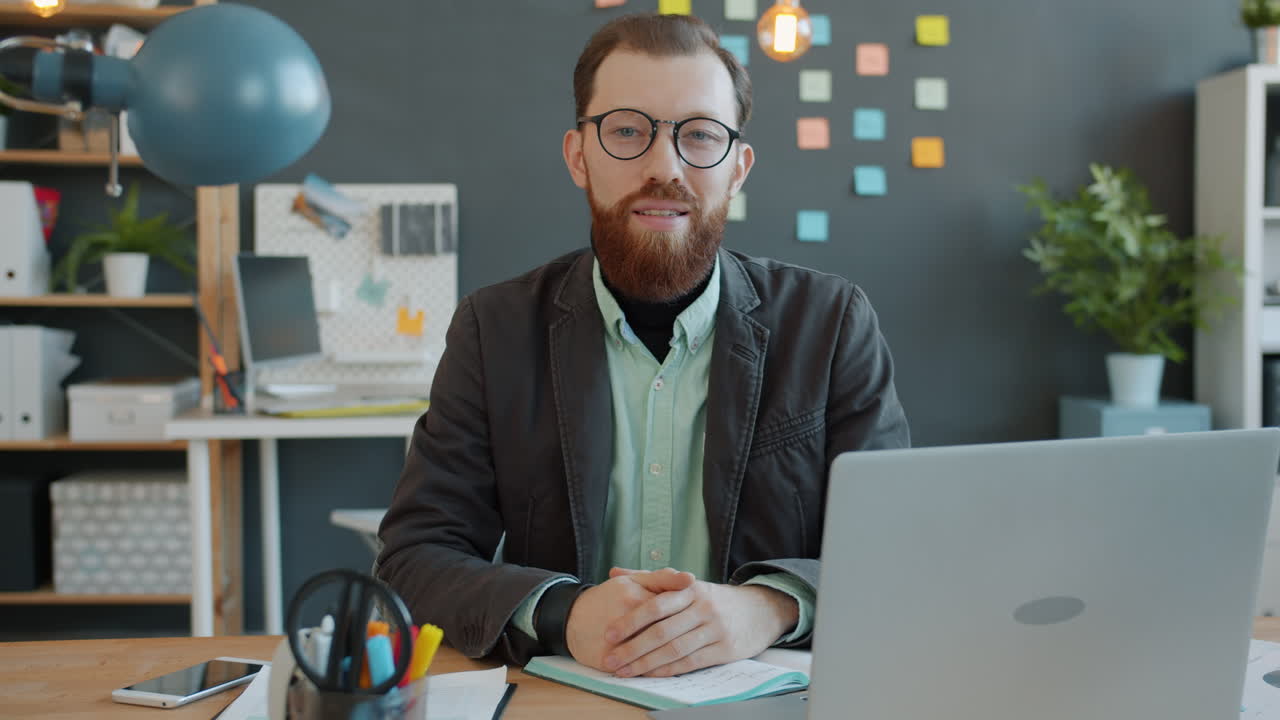 Man in Office Video Call