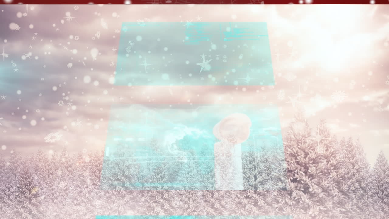 겨울 풍경에 대한 다양한 데이터를 가진 화면의 애니메이션