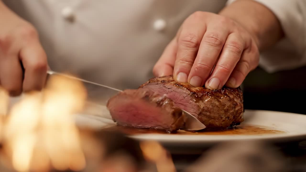 Cutting a juicy steak