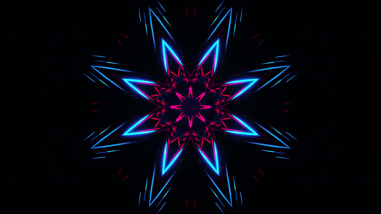 fondo abstracto azul con patrón de estrella en el medio. ciclo de caleidoscopio vj