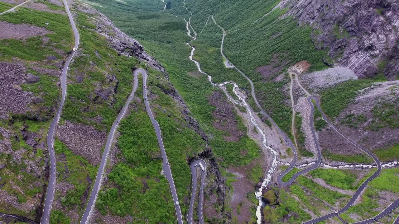 Troll's Path Trollstigen or Trollstigveien winding mountain road.